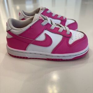 Nike Pink and White Dunk Sneakers Classic Design